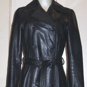 Hennes Midi Length Leather Trench Coat 